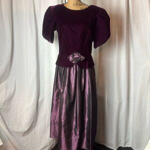 NWT Vintage Lanz Originals Sz 12 Maroon Taffeta Velvet Formal Dress Prom 1990’s